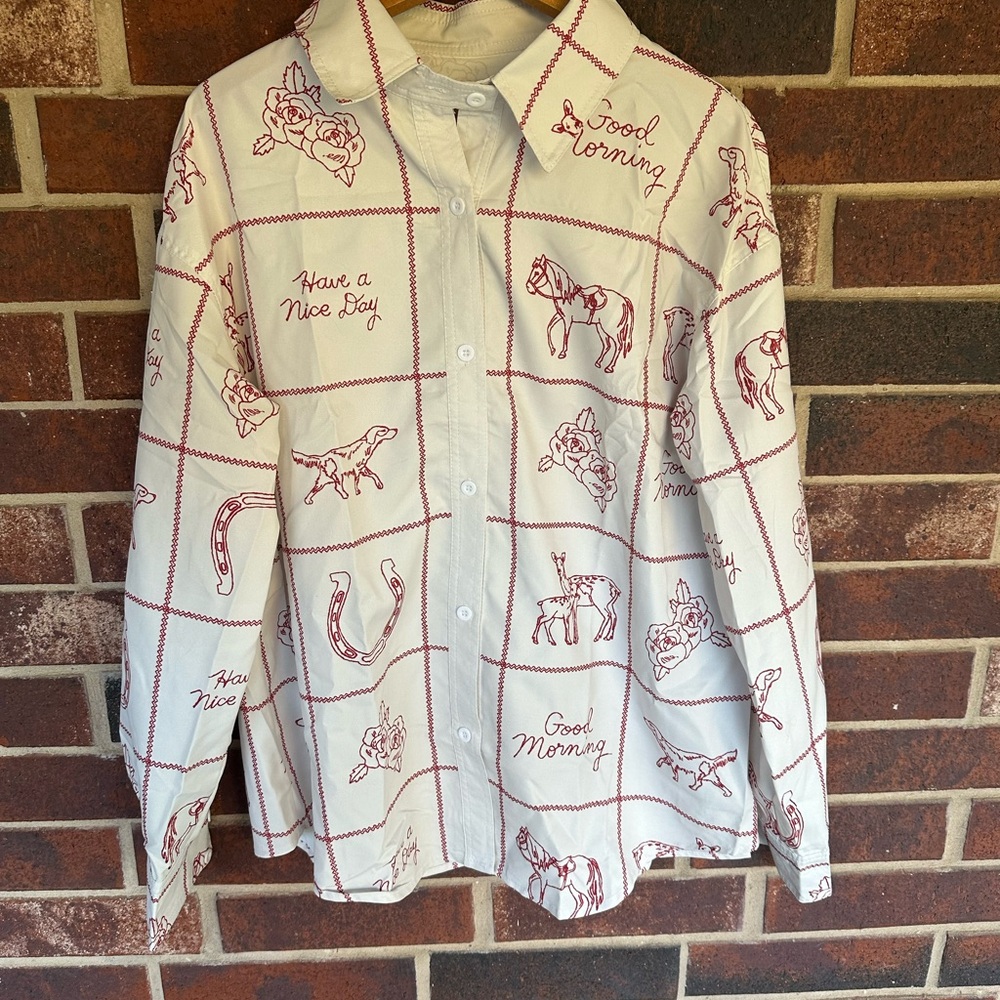 NWT Amazon Western Print Button-Up Shirt Size Medium